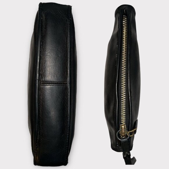 VTG Coach Basic Bag 9455 Black Leather Brass Zippered Clutch 70s NYC Anchor Stam - Picture 7 of 10